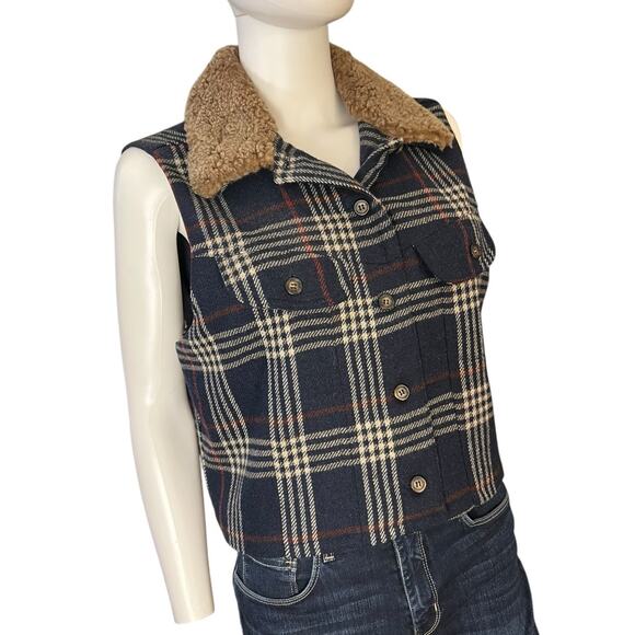 Vintage Breeches Navy Plaid Lambswool Button-Down Vest Size L - Picture 1 of 9